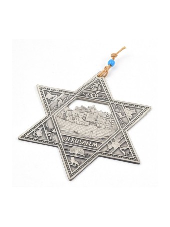 תליית קיר מגן דוד מפיוטר עם שנים עשר שבט... | מָגֵן דָוִד
